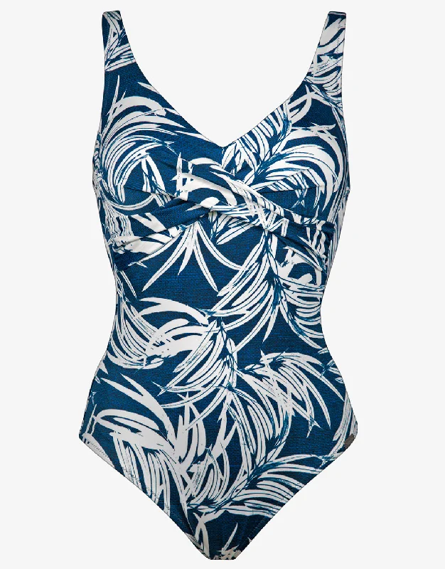 Jean Breeze Twist Front Swimsuit - Denim White