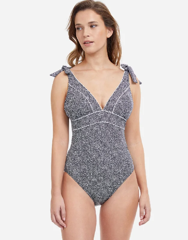 Profile Colette V Neck Swimsuit - Black and White