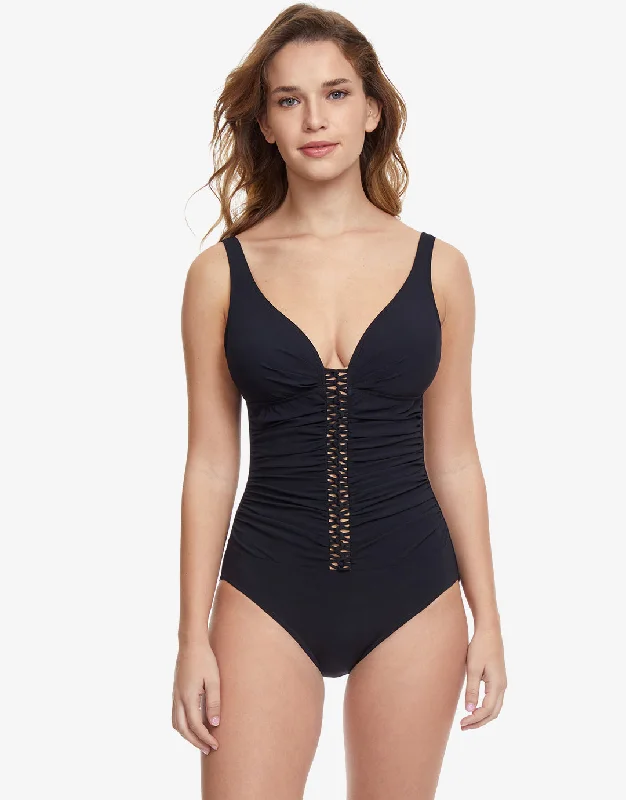 Profile Tutti Frutti D Cup V Neck Swimsuit - Black