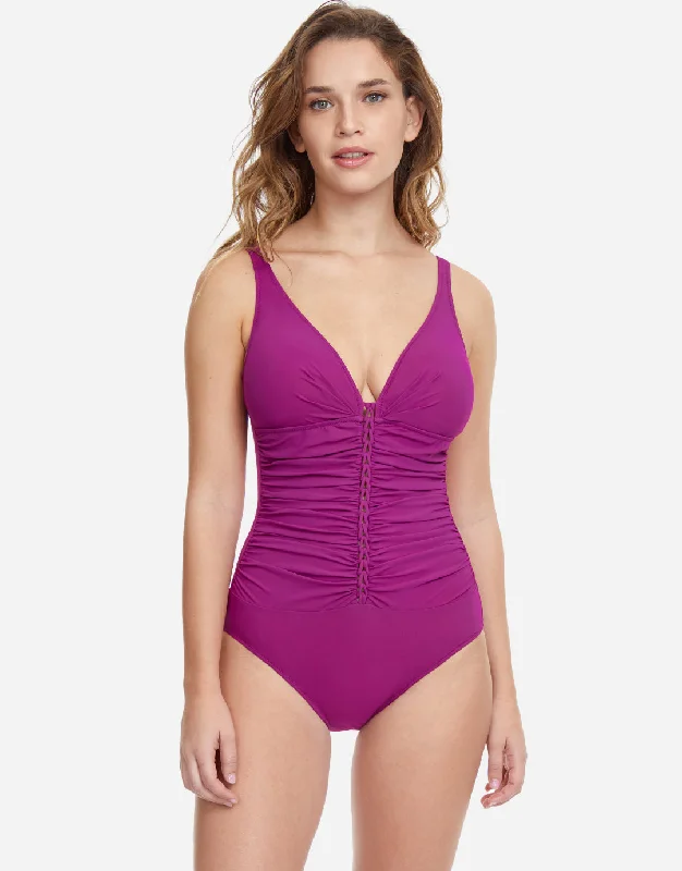 Profile Tutti Frutti D Cup V Neck Swimsuit - Warm Violet