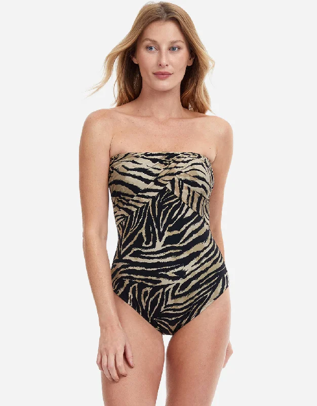 Wild Life Bandeau Swimsuit - Brown